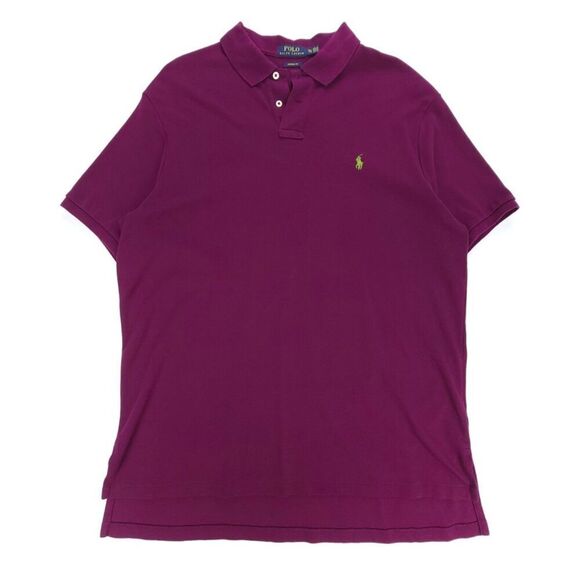 POLO Ralph Lauren Classic Short Sleeve Polo Shirt Men XL Purple Preppy Old Money - Picture 1 of 8
